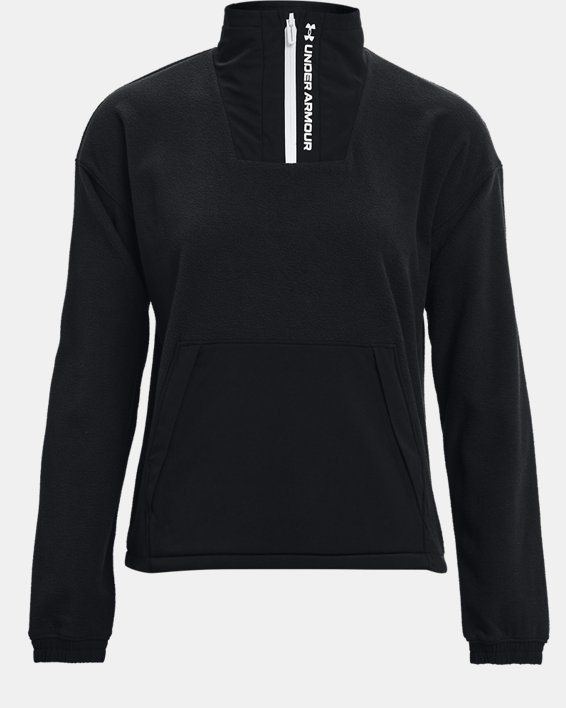 Women's UA RUSH™ Fleece ½ Zip Hoodie, Black, pdpMainDesktop image number 5